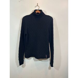 Polo Jeans Co. Ralph Lauren Black Cable Knit Turtleneck Sweater XL Cotton Preppy